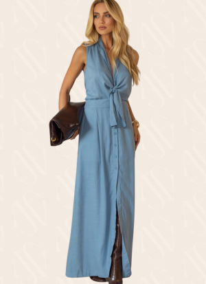 Vestido Tricomix Azul